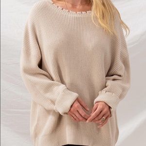 Frayed Knit Oversized Sweater